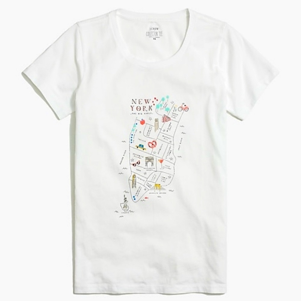J. Crew 🍎 New‎ York The Big Apple Map Short Sleeves Collector Tee Shirt Large